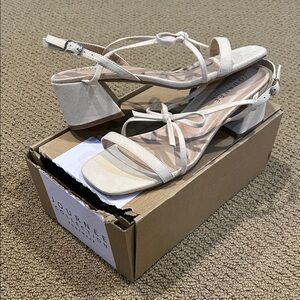 Journee Collection Amity Sling Back Multi Strap Block Heel Sandals Beige 9.5